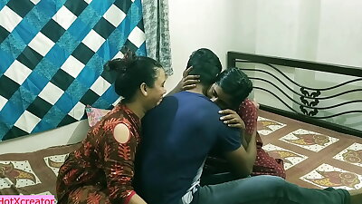 Indian sister in law shared her boyfriend with milf hot bhabhi &excl;&excl; Hot threesome sex with dirty audio